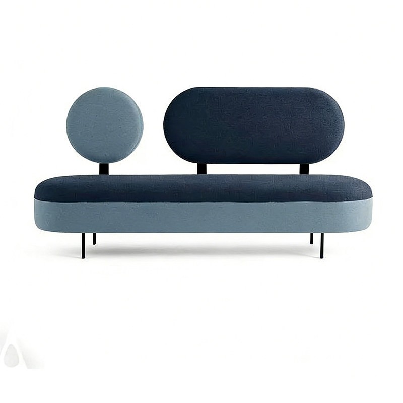 Modern Green Two-Seat Sofa with Asymmetrical Backrests - Image 4