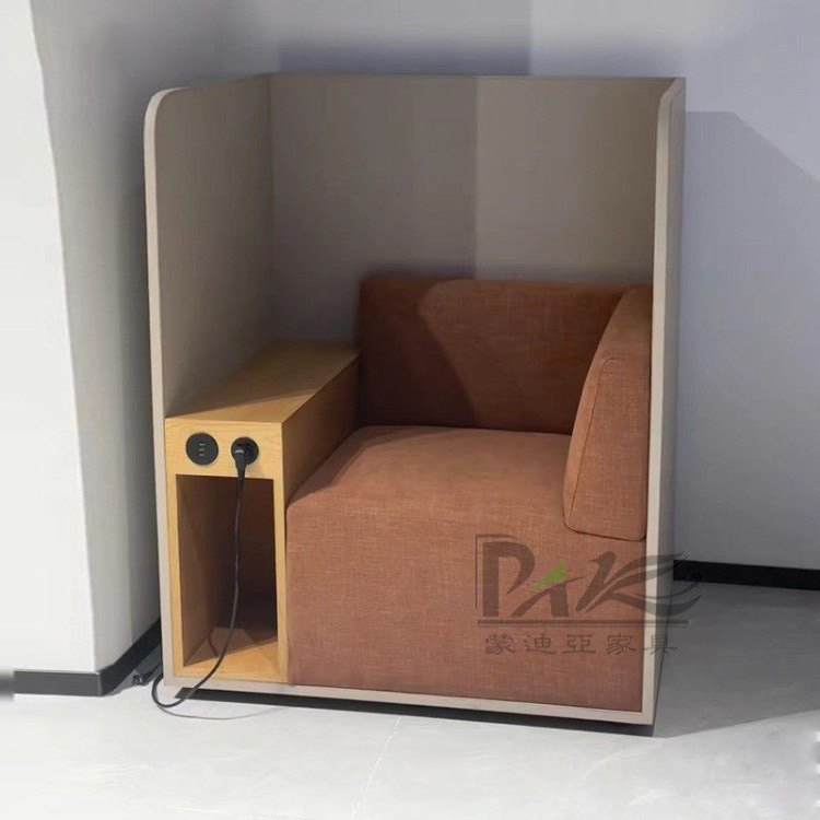 High-Back Single-Seater Office Booth Sofa with Side Table | Privacy Seating for Offices, Libraries & Commercial Lounges - Image 2