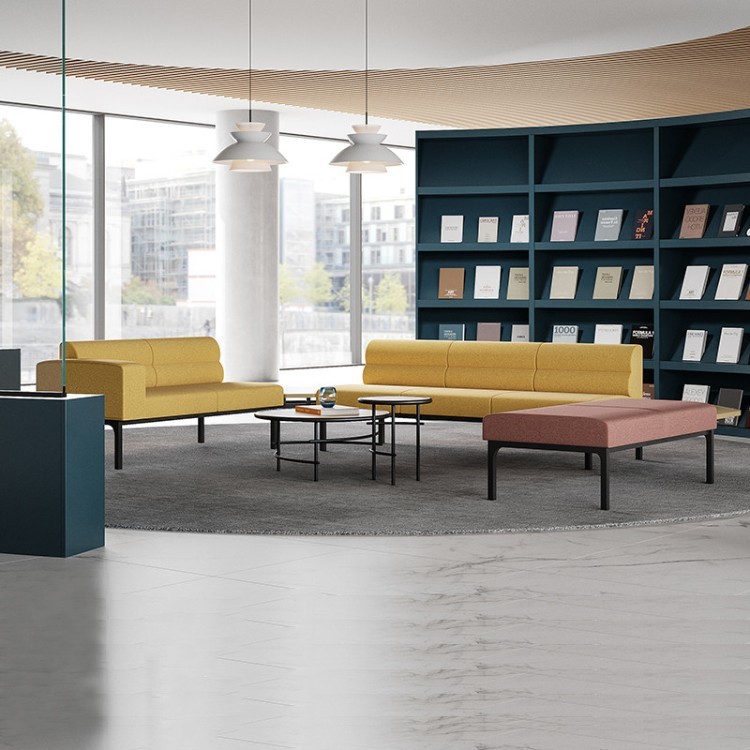 Modern Modular Commercial Sofa Set | Two-Tone Upholstered Lounge Seating - Image 2