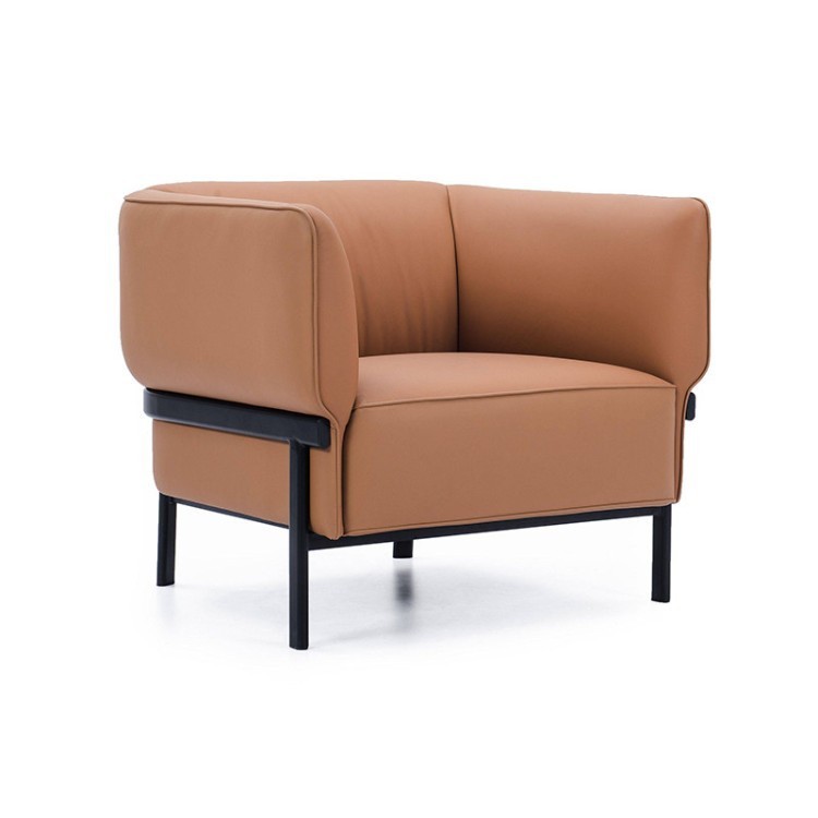 Modern Executive Reception Sofa | Caramel Upholstered Metal-Frame Sofa Set - Image 5