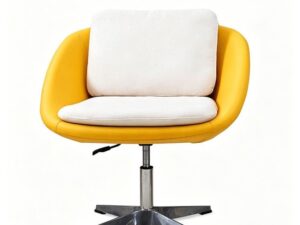 Modern Curved Swivel Lounge Chair | Business Armchair with Four-Star Metal Base