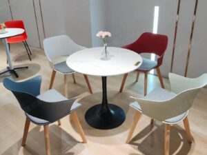 Modern Molded-Shell Reception Chair with Wood-Look Legs