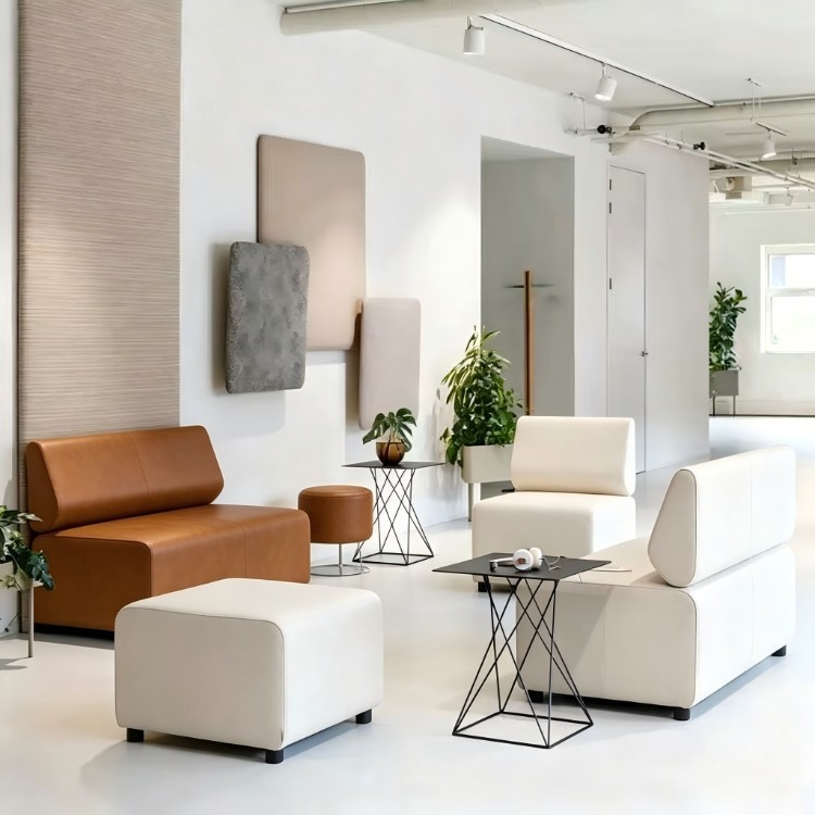 Modern Bolster Back Lounge Sofa Set | Minimalist Geometric Commercial Seating