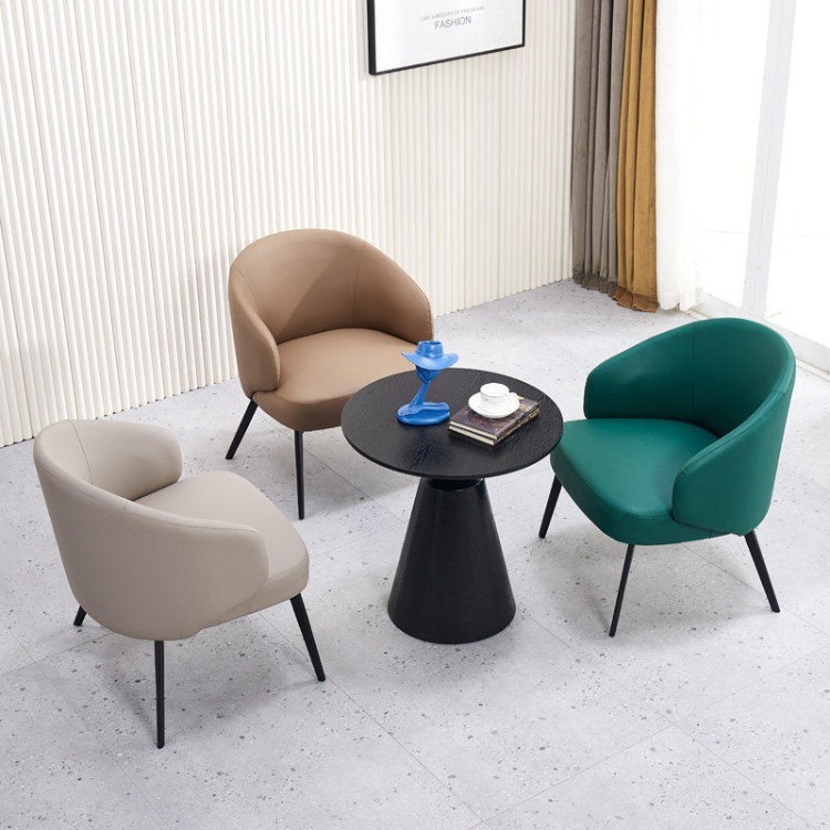 Modern Lounge & Meeting Chair Set | Curved Upholstered Chairs with Round Meeting Table