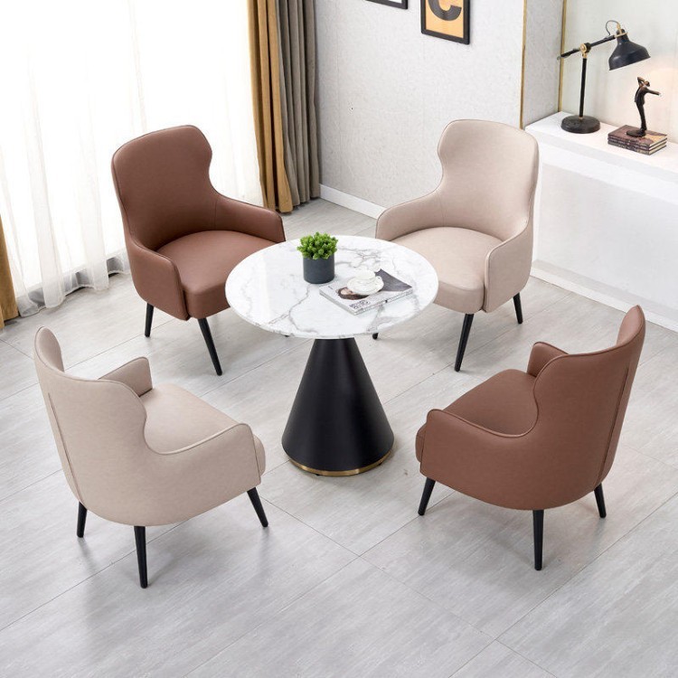 Modern Lounge & Meeting Chair Set | Curved Upholstered Chairs with Round Meeting Table - Image 2
