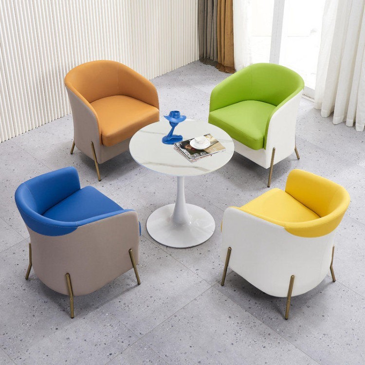 Modern Lounge & Meeting Chair Set | Curved Upholstered Chairs with Round Meeting Table - Image 3