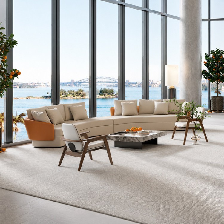 Modern Curved Two-Piece Sofa Set | Business Reception Lounge Seating - Image 4