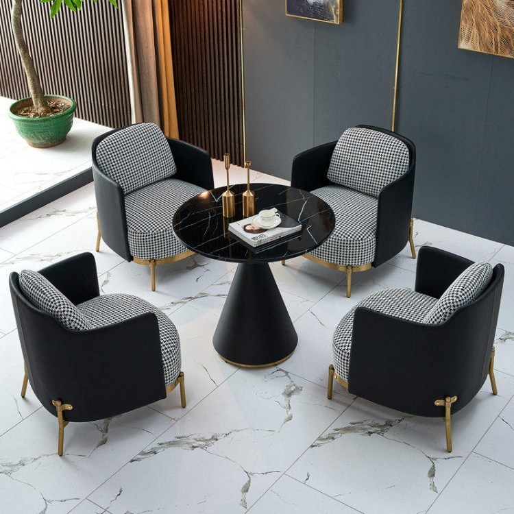 Modern Lounge & Meeting Chair Set | Curved Upholstered Chairs with Round Meeting Table - Image 4