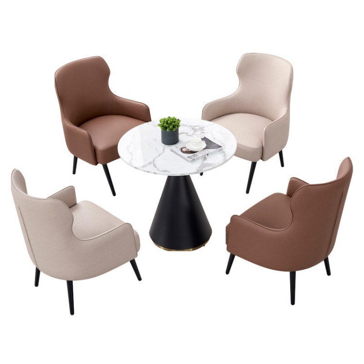 Modern Lounge & Meeting Chair Set | Curved Upholstered Chairs with Round Meeting Table - Image 5