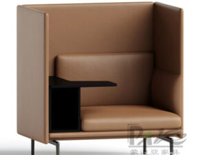 High-Back Enclosed Office Lounge Sofa with Integrated Side Table