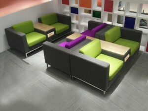 Modern Modular Office Sofa with Color-Contrast Cushions