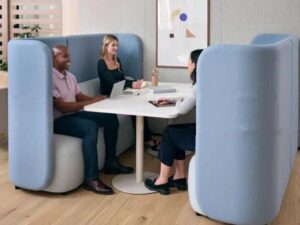 High Back Enclosed Office Sofa Booth | Private Meeting Lounge Seating System
