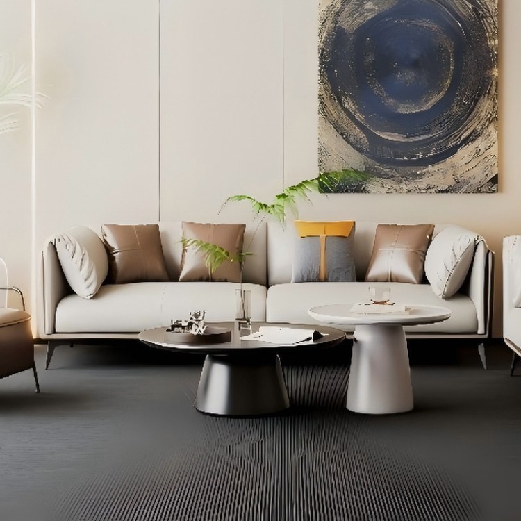 Modern Cognac Upholstered Sofa Set | 3-Seater Sofa and Lounge Chair for Office Reception - Image 4