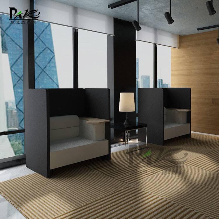 High-Back Single-Seater Office Booth Sofa with Side Table | Privacy Seating for Offices, Libraries & Commercial Lounges - Image 3
