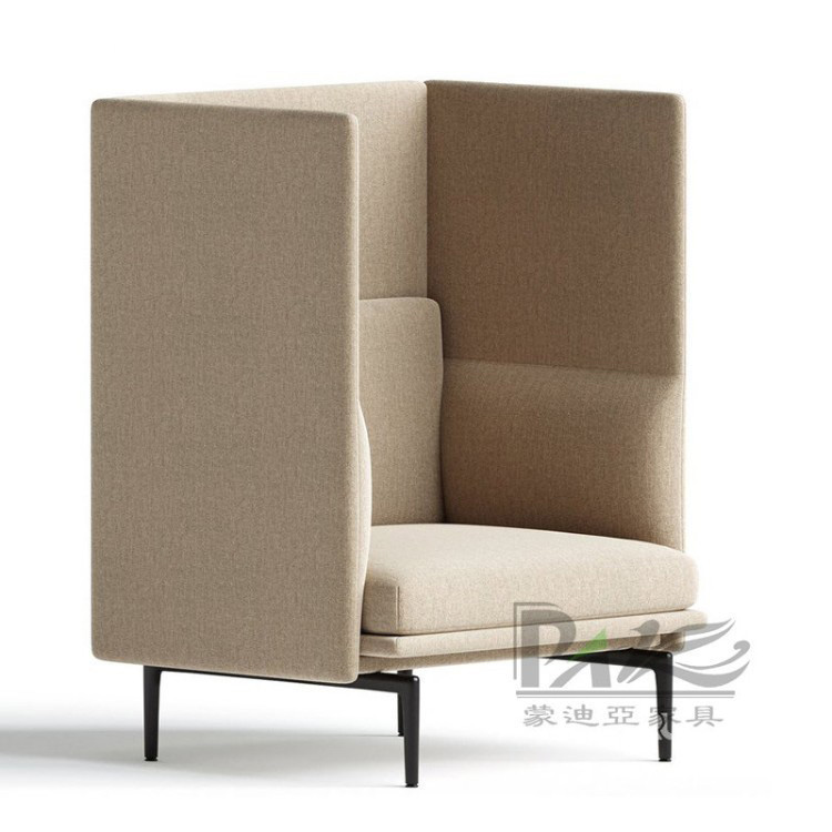 High-Back Enclosed Office Lounge Sofa with Integrated Side Table - Image 5
