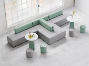 Modern Modular Lounge Sofa in Gray and Mint Green