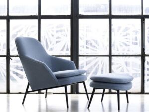 Modern Upholstered Lounge Chair with Matching Ottoman