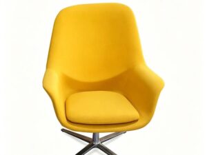 Modern High-Back Lounge Chair | Upholstered Business Armchair with Four-Star Metal Base