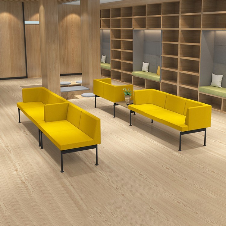 Modern Curved Modular Sofa with Blue and Gray Upholstery for Commercial Spaces - Image 2