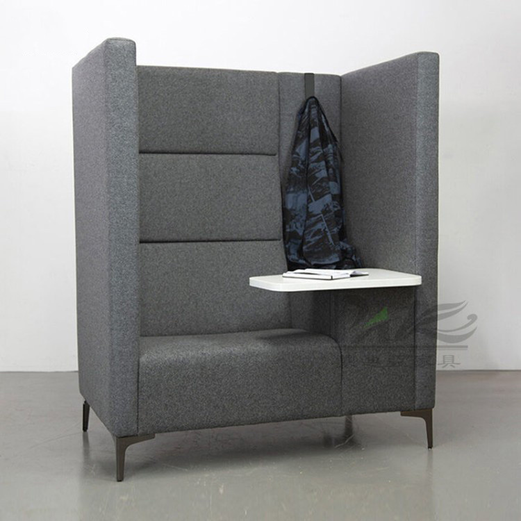 High-Back Office Booth Sofa with Integrated Side Table - Image 2