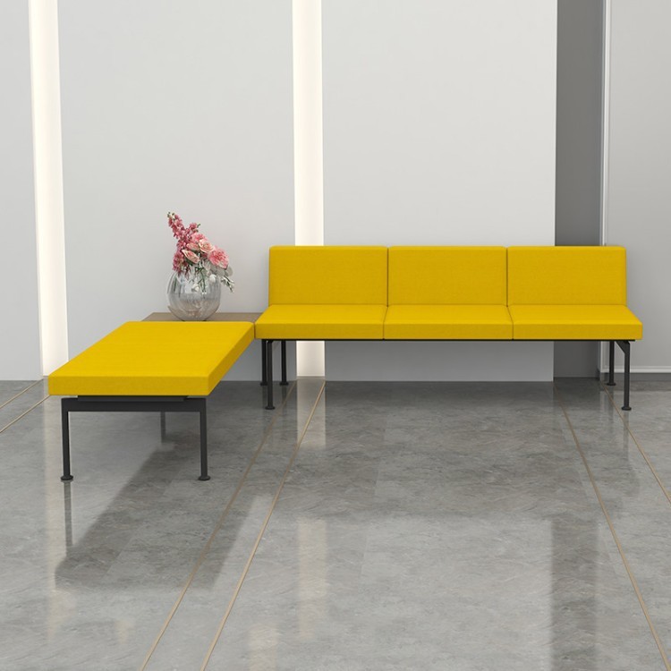 Modern Curved Modular Sofa with Blue and Gray Upholstery for Commercial Spaces - Image 3