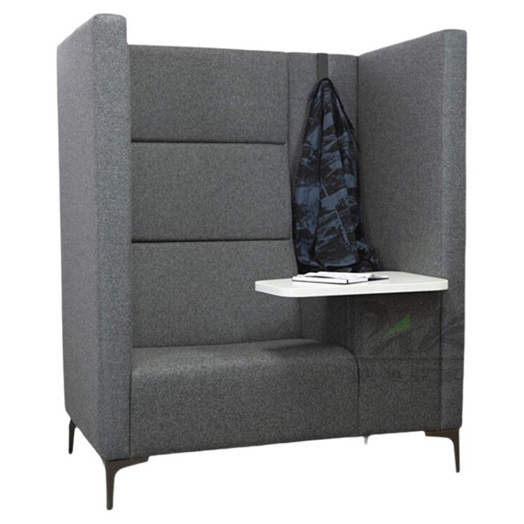 High-Back Office Booth Sofa with Integrated Side Table - Image 3