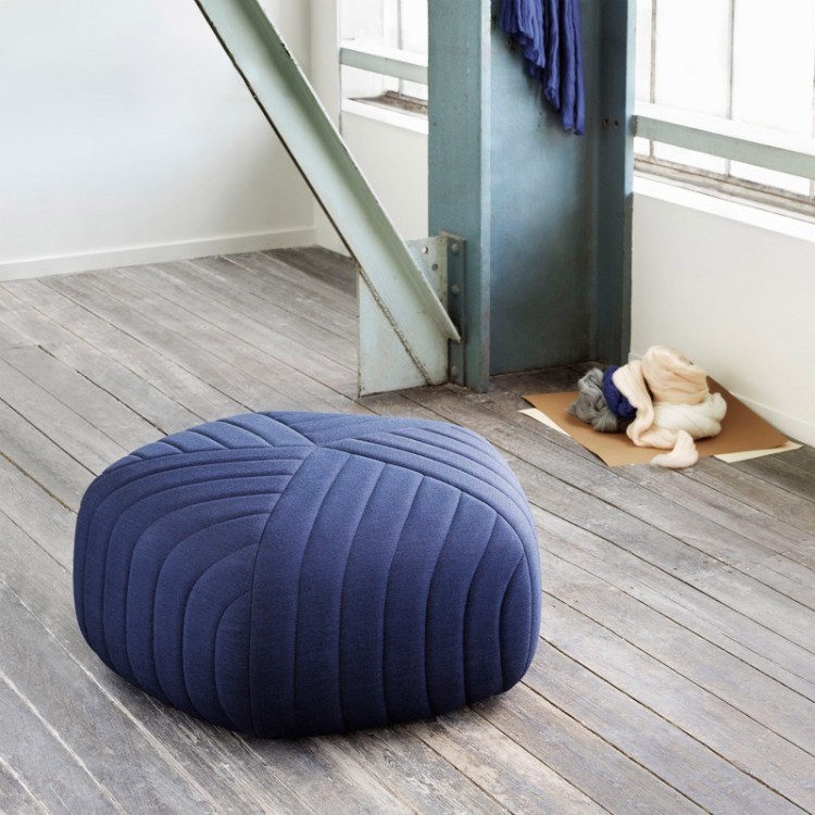 Pebble-Shaped Upholstered Ottoman | Rounded Quilted Design for Modern Commercial Lounge Spaces - Image 4