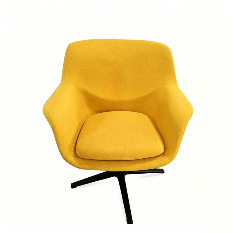 Modern High-Back Lounge Chair | Upholstered Business Armchair with Four-Star Metal Base - Image 4