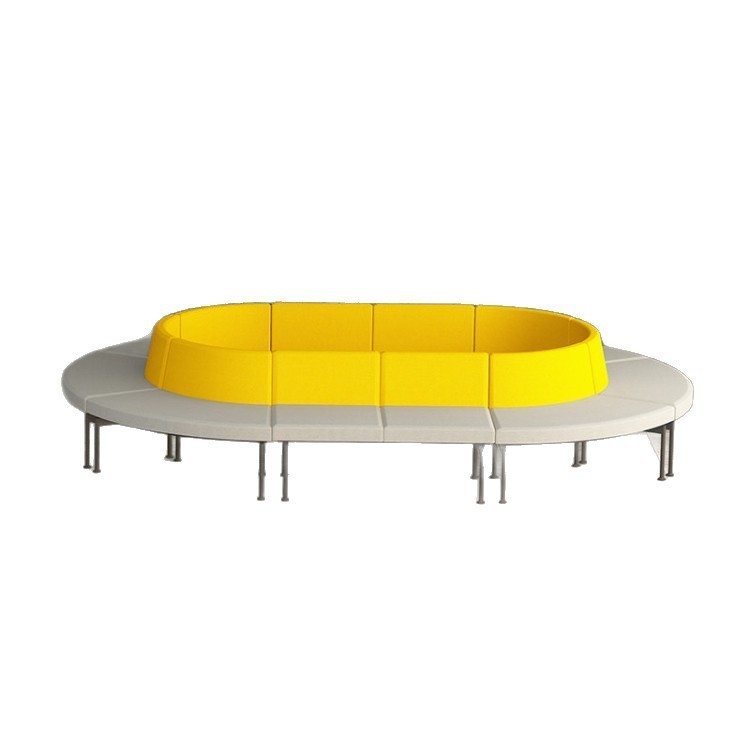 Modern Curved Modular Sofa with Blue and Gray Upholstery for Commercial Spaces - Image 5