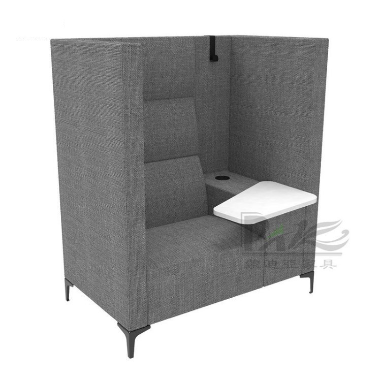 High-Back Office Booth Sofa with Integrated Side Table - Image 5