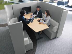 High-Back Modular Meeting Booth Sofa for Collaborative Workspaces