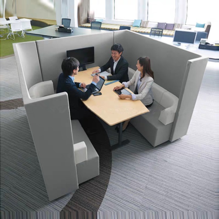 High-Back Modular Meeting Booth Sofa for Collaborative Workspaces