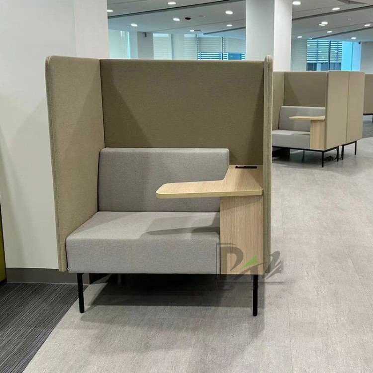 High-Back Single-Seater Office Booth Sofa with Side Table | Privacy Seating for Offices, Libraries & Commercial Lounges - Image 4