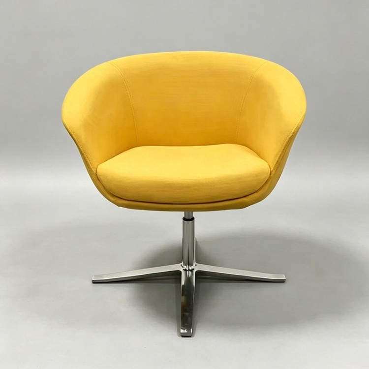 Modern Curved Lounge Chair | Business Armchair with Four-Star Metal Base - Image 4