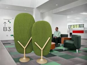 Biophilic Leaf-Shaped Office Screen | Creative Upholstered Freestanding Divider