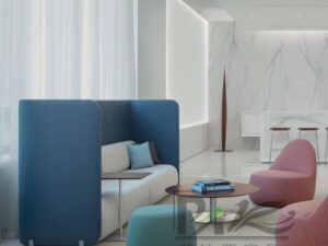 High-Back Booth Sofa with Side Table | Semi-Private Seating for Modern Commercial Spaces