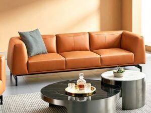 Modern 3-Seater Executive Leather Sofa | Luxury Office Reception Sofa