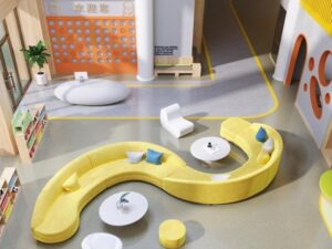 S-Shaped Modular Sofa | Curved Upholstered Seating for Children's Activity Areas & Commercial Spaces