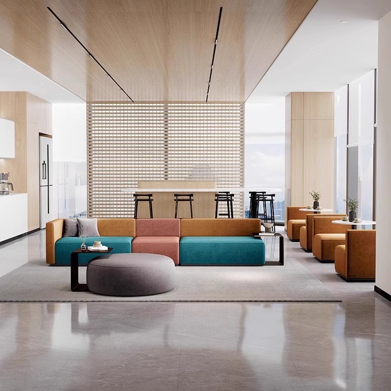 Modern Multifunctional Modular Office Sofa | Double-Sided Lounge Seating with Side Tables - Image 2