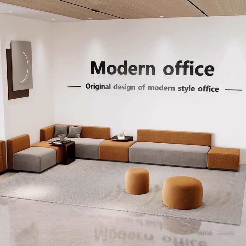 Modern Multifunctional Modular Office Sofa | Double-Sided Lounge Seating with Side Tables - Image 3