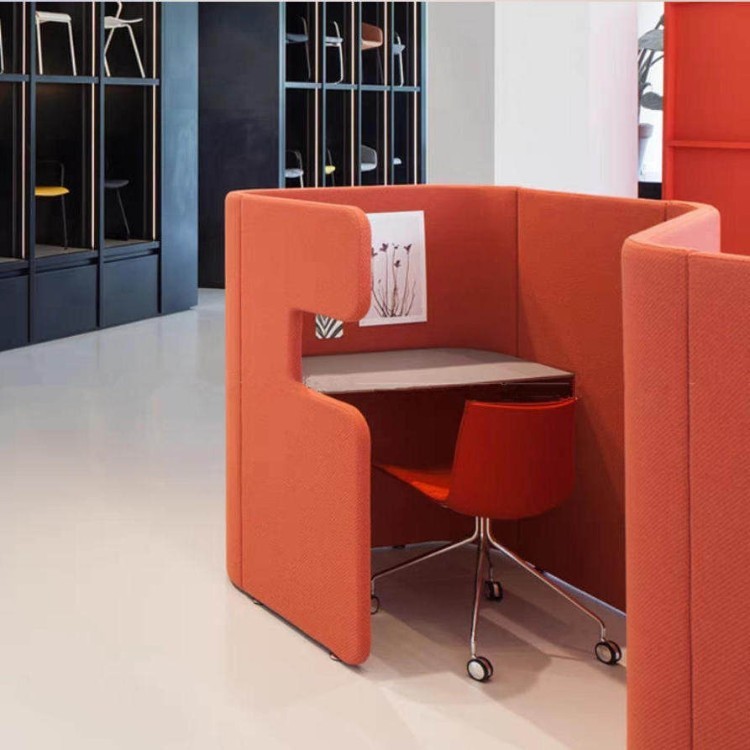 Modern High-Back Office Privacy Pod | Semi-Enclosed Dual Workstation Booth - Image 4