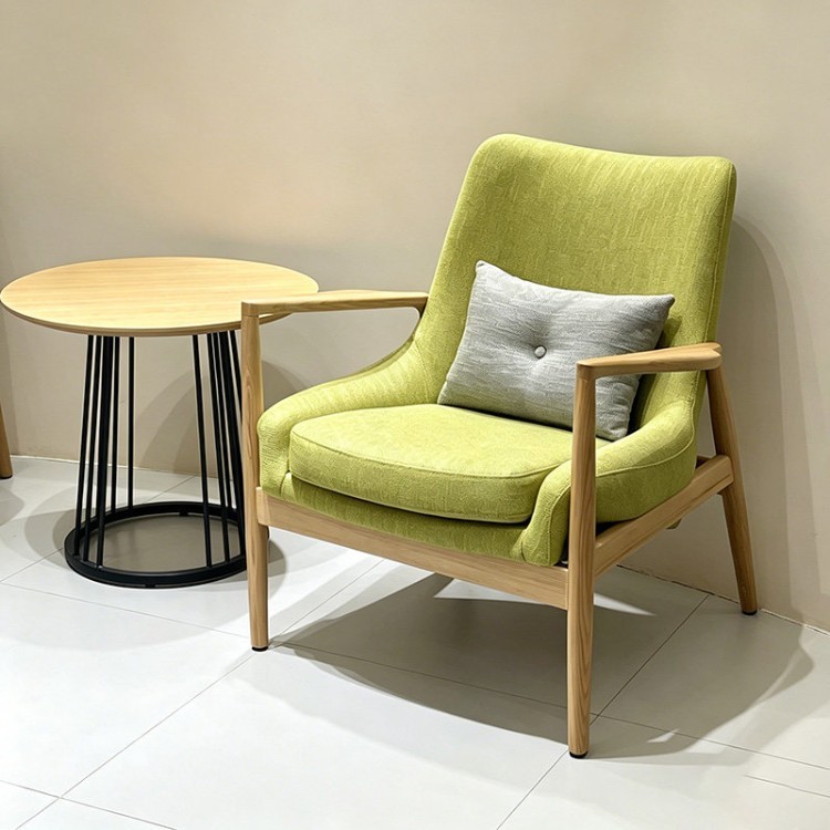 Modern Wooden Frame Lounge Chair | Upholstered Business Reception Armchair - Image 5