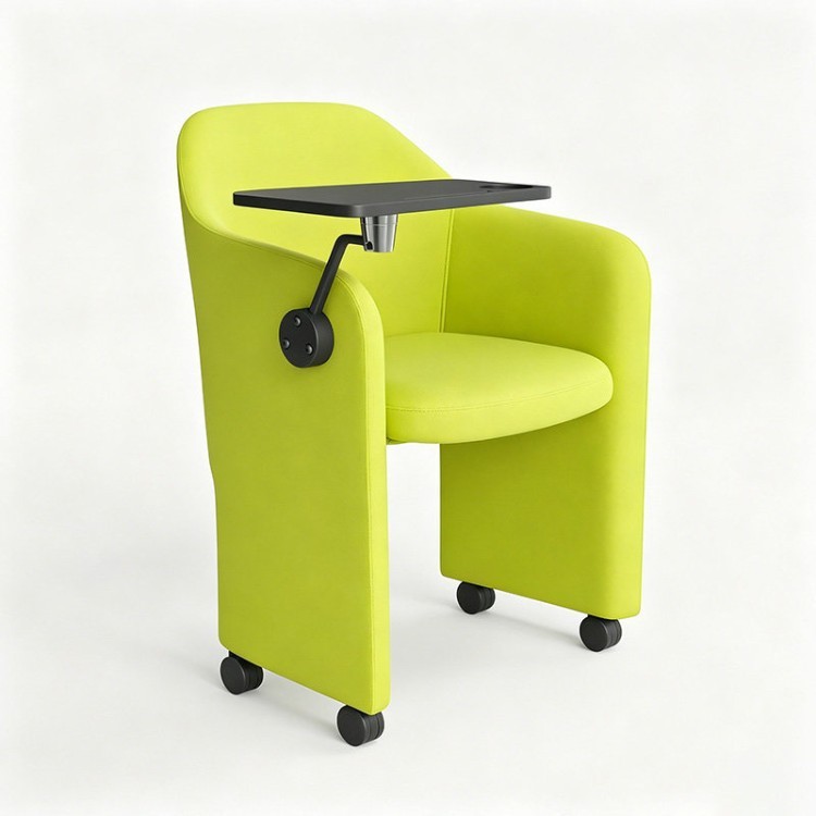 Mobile Meeting Chair with Writing Tablet | Upholstered Training & Collaboration Chair