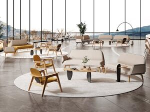 Modern Minimalist Sofa & Lounge Seating Collection | Wooden-Leg Sofas for Commercial Reception Spaces