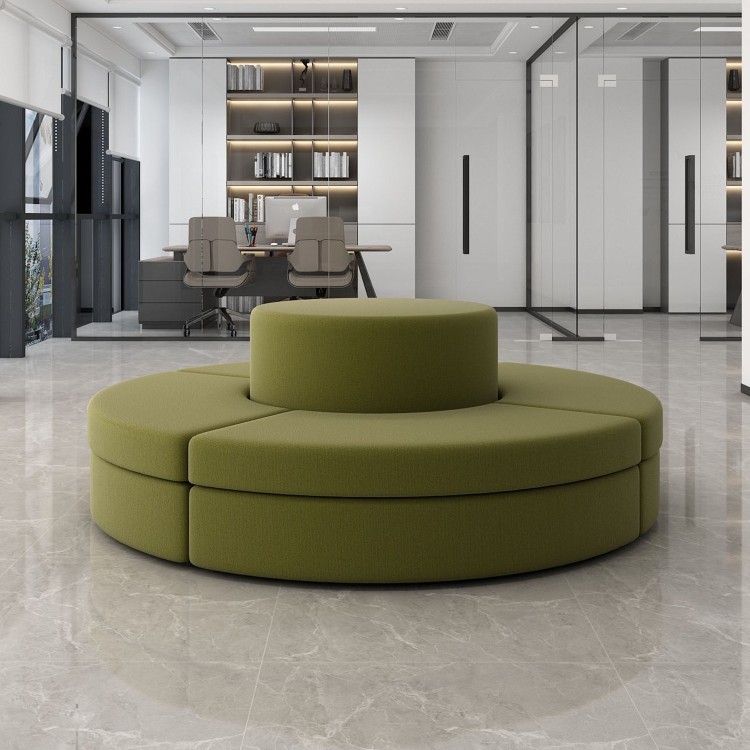 Modern Circular Modular Lounge Sofa in Ivory and Navy Blue