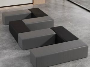 Modern Geometric Modular Sofa in Charcoal Gray and Black