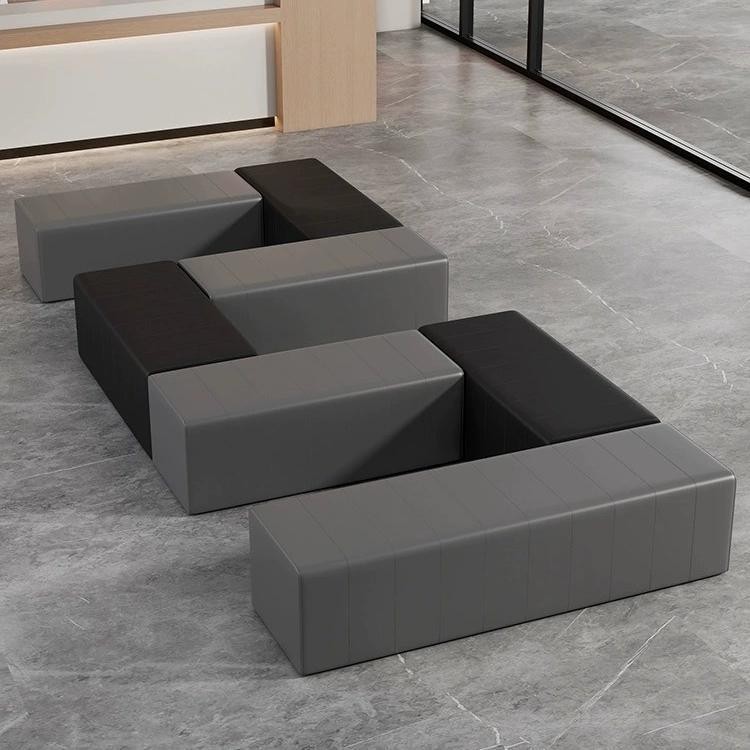 Modern Geometric Modular Sofa in Charcoal Gray and Black