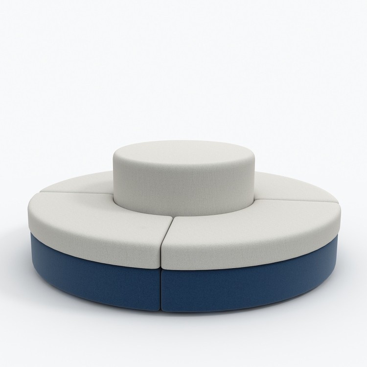 Modern Circular Modular Lounge Sofa in Ivory and Navy Blue - Image 4