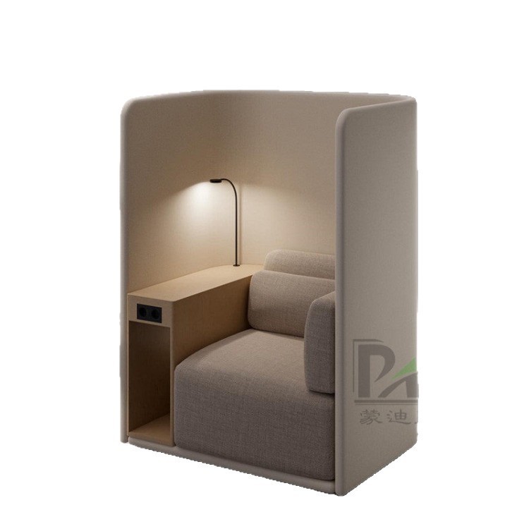 High-Back Single-Seater Office Booth Sofa with Side Table | Privacy Seating for Offices, Libraries & Commercial Lounges - Image 5