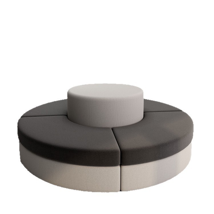 Modern Circular Modular Lounge Sofa in Ivory and Navy Blue - Image 5